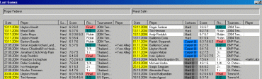 Last games of player window